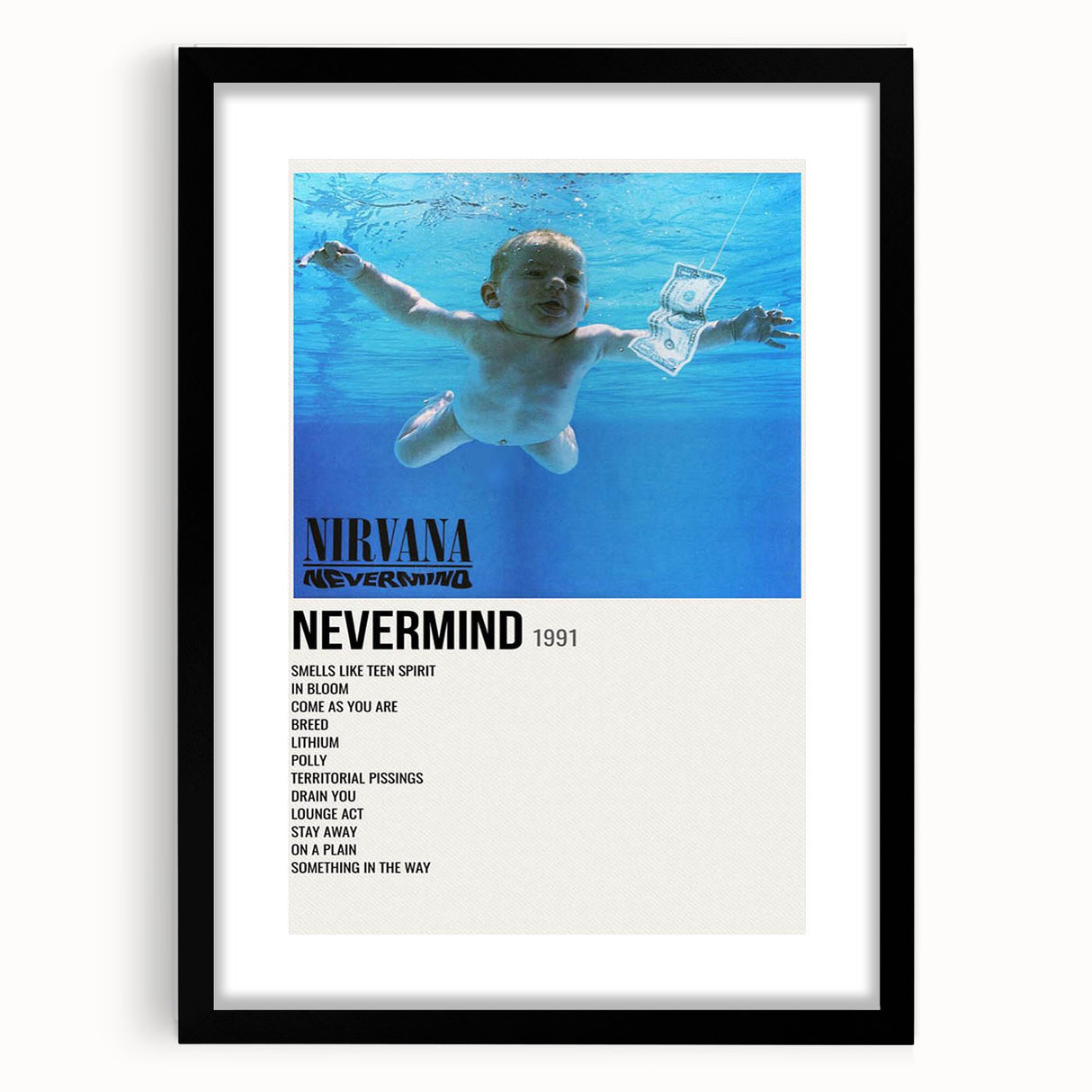 Nirvana Nevermind Poster - Retro 90s Wall Art - Vintage Rock Art Print