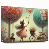 Whimsical Girl and Bubbles Wall Art - Dreamy Nursery Print