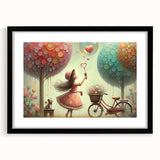 Whimsical Girl and Bubbles Wall Art - Dreamy Nursery Print