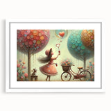 Whimsical Girl and Bubbles Wall Art - Dreamy Nursery Print