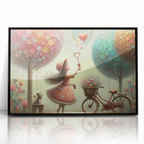 Whimsical Girl and Bubbles Wall Art - Dreamy Nursery Print