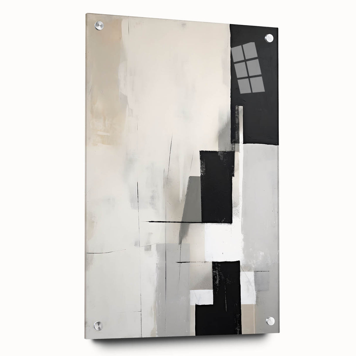 Dining Room Wall Decor - Minimalist Black & White Abstract Art
