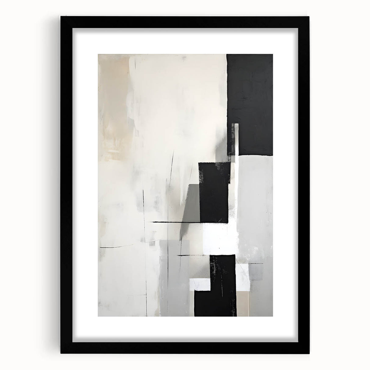 Dining Room Wall Decor - Minimalist Black & White Abstract Art