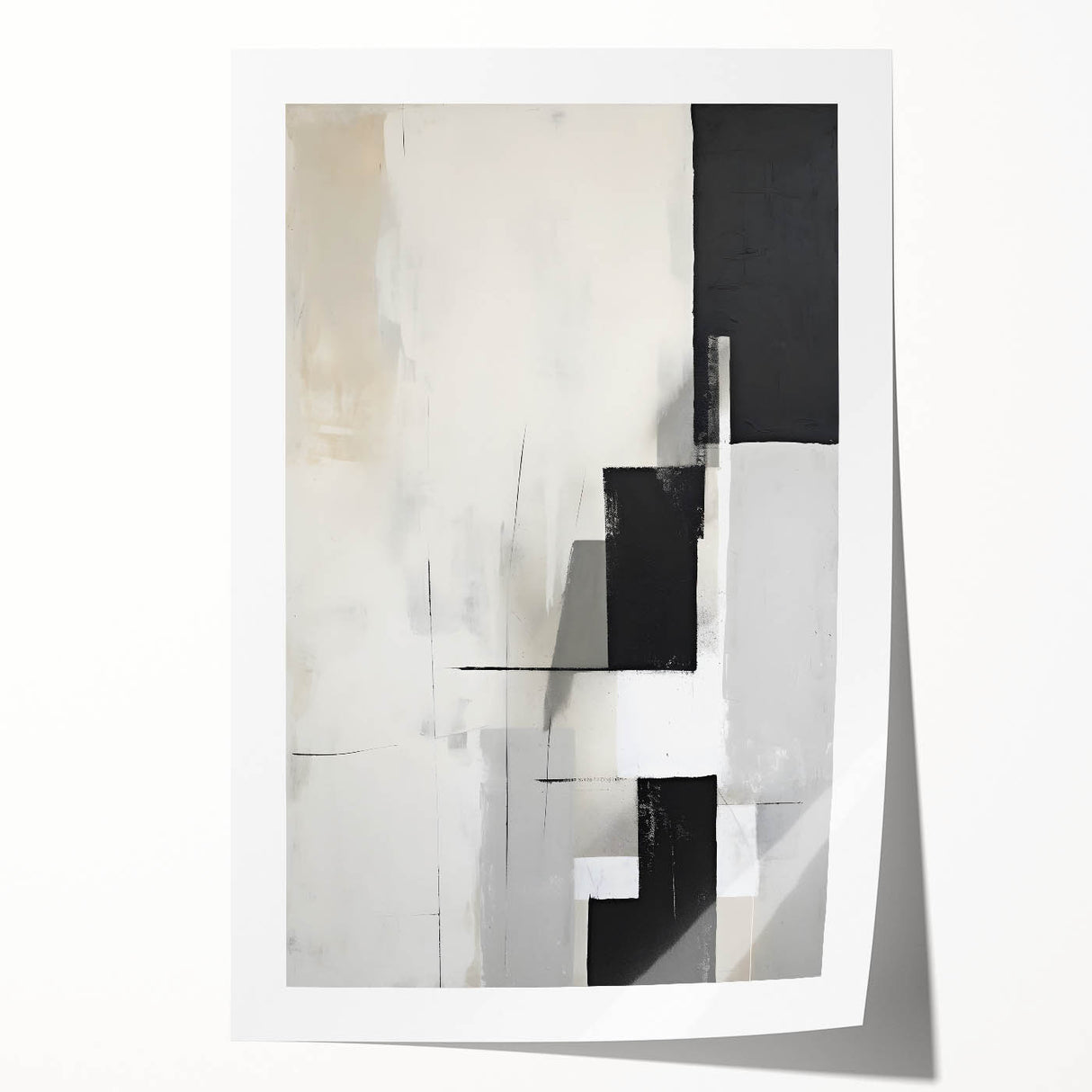 Dining Room Wall Decor - Minimalist Black & White Abstract Art