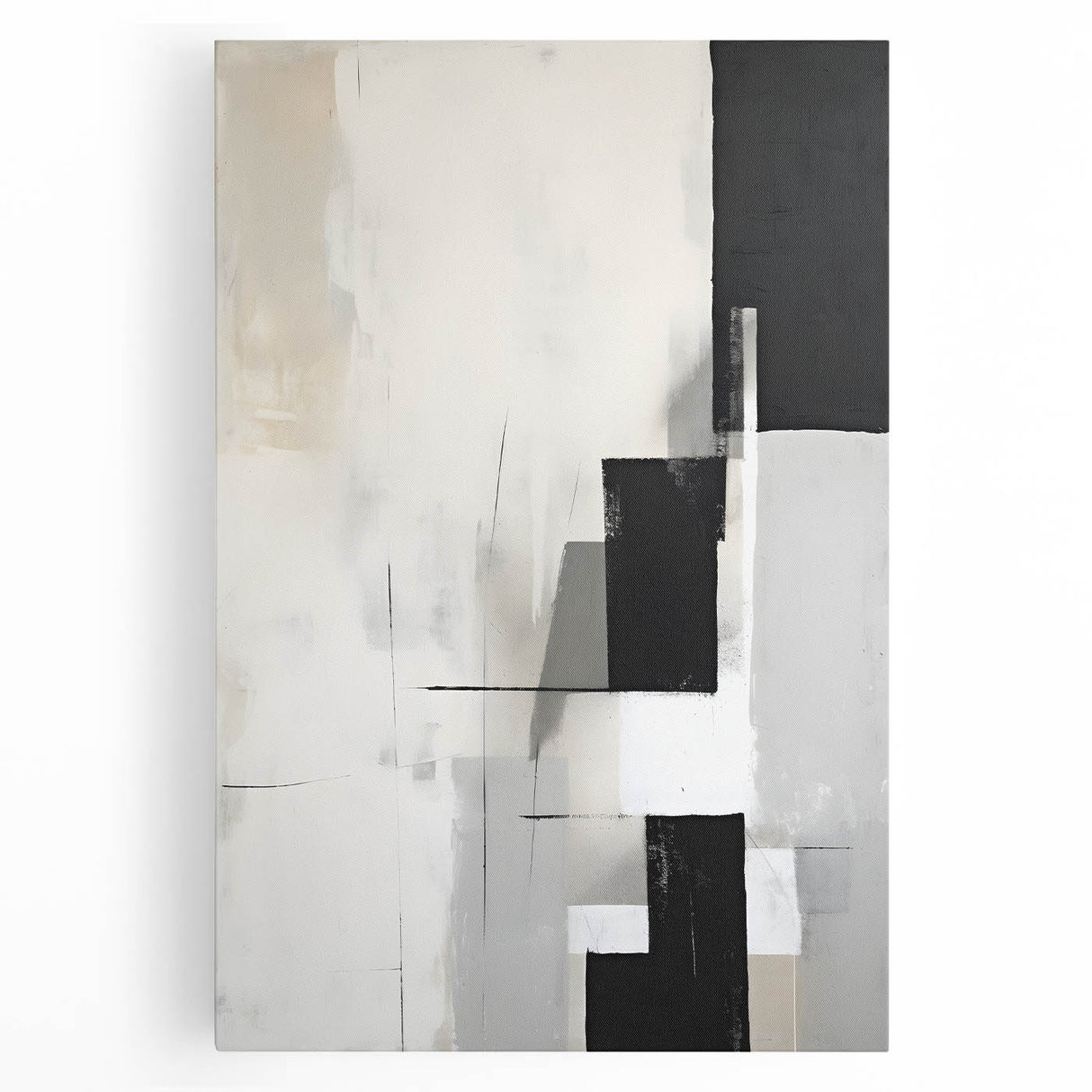 Dining Room Wall Decor - Minimalist Black & White Abstract Art