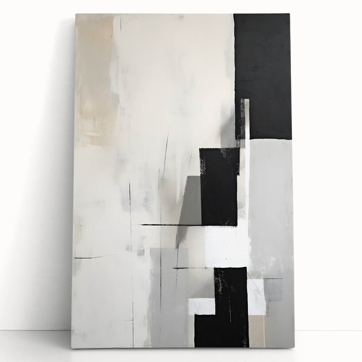 Dining Room Wall Decor - Minimalist Black & White Abstract Art
