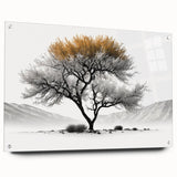 Modern Tree Wall Art - Black, White & Gold Abstract Canvas Print
