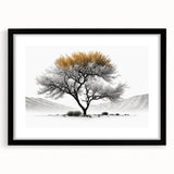 Modern Tree Wall Art - Black, White & Gold Abstract Canvas Print