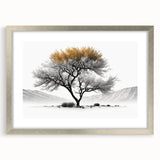 Modern Tree Wall Art - Black, White & Gold Abstract Canvas Print