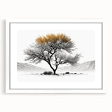 Modern Tree Wall Art - Black, White & Gold Abstract Canvas Print
