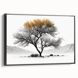 Modern Tree Wall Art - Black, White & Gold Abstract Canvas Print