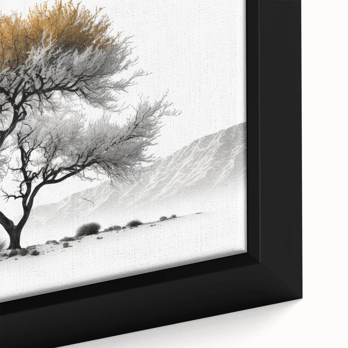 Modern Tree Wall Art - Black, White & Gold Abstract Canvas Print
