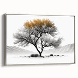 Modern Tree Wall Art - Black, White & Gold Abstract Canvas Print
