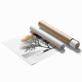 Modern Tree Wall Art - Black, White & Gold Abstract Canvas Print