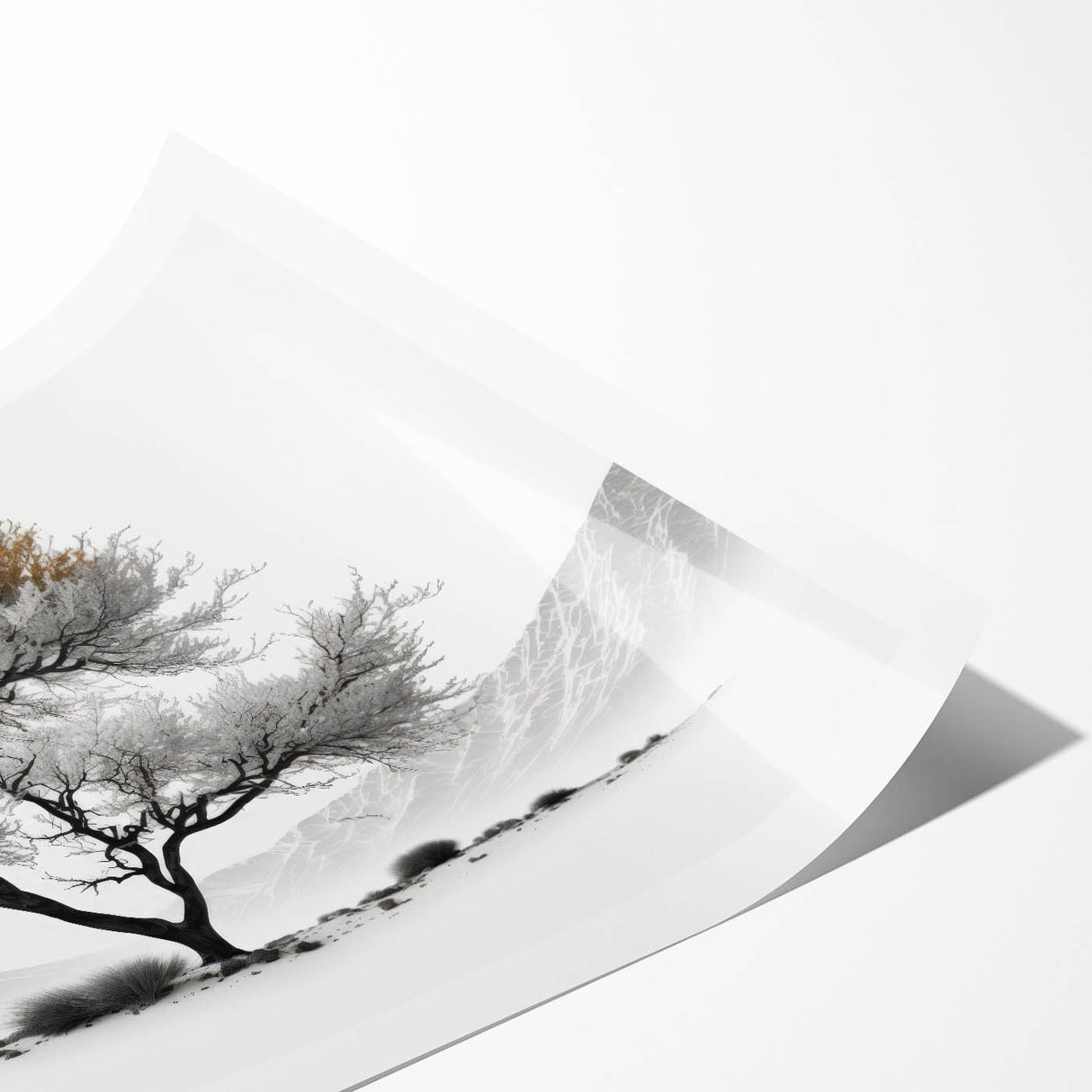 Modern Tree Wall Art - Black, White & Gold Abstract Canvas Print