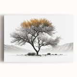 Modern Tree Wall Art - Black, White & Gold Abstract Canvas Print