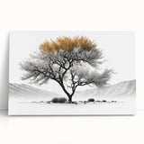 Modern Tree Wall Art - Black, White & Gold Abstract Canvas Print