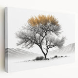 Modern Tree Wall Art - Black, White & Gold Abstract Canvas Print