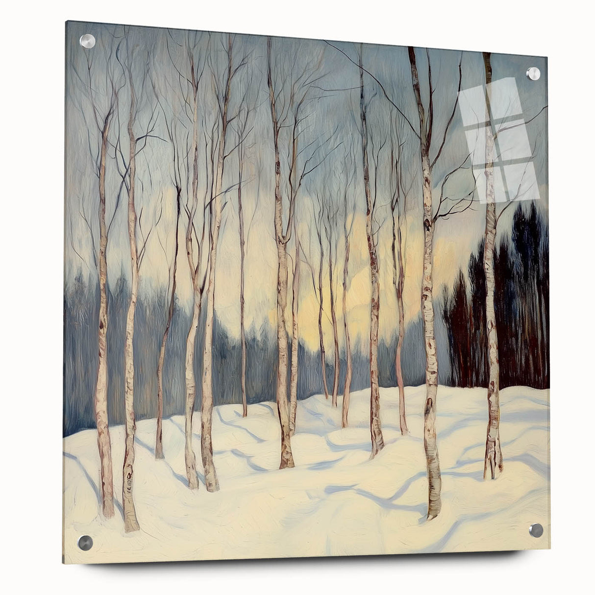 Abstract floral acrylic glass artwork showcasing vibrant colors and intricate designs, displayed in a side view with visible pins for mounting, ideal for modern decor.