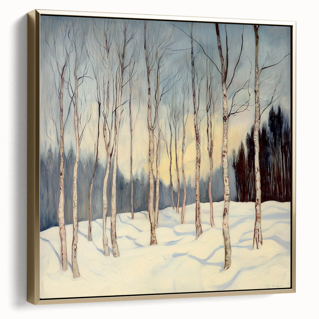 Abstract floral framed canvas artwork featuring delicate silver and gold tones, displayed against a neutral background, perfect for modern home decor.