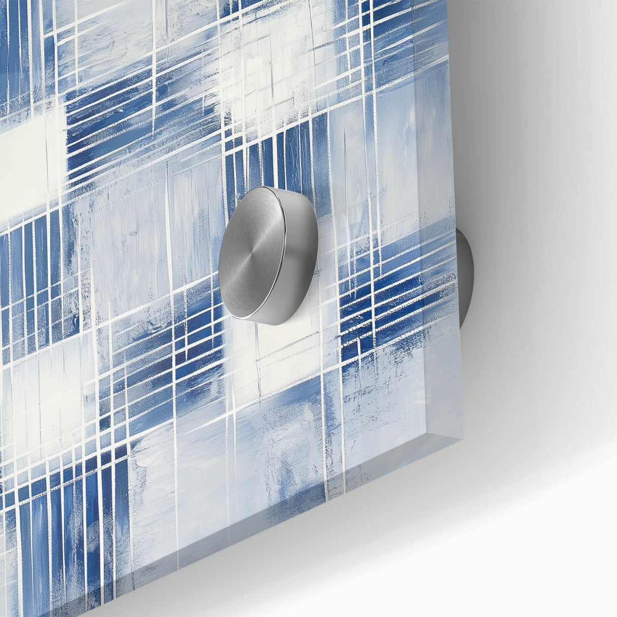 Colorful Abstract Wall Art – Blue Grid Modern Minimalist Canvas