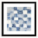Colorful Abstract Wall Art – Blue Grid Modern Minimalist Canvas