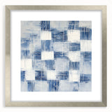 Colorful Abstract Wall Art – Blue Grid Modern Minimalist Canvas