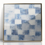 Colorful Abstract Wall Art – Blue Grid Modern Minimalist Canvas