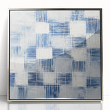 Colorful Abstract Wall Art – Blue Grid Modern Minimalist Canvas
