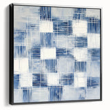 Colorful Abstract Wall Art – Blue Grid Modern Minimalist Canvas