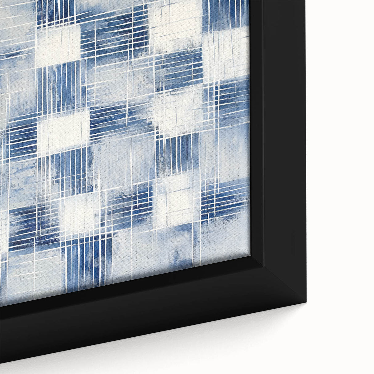 Colorful Abstract Wall Art – Blue Grid Modern Minimalist Canvas