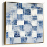 Colorful Abstract Wall Art – Blue Grid Modern Minimalist Canvas