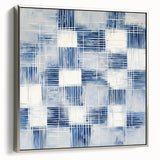 Colorful Abstract Wall Art – Blue Grid Modern Minimalist Canvas