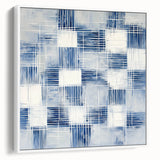 Colorful Abstract Wall Art – Blue Grid Modern Minimalist Canvas