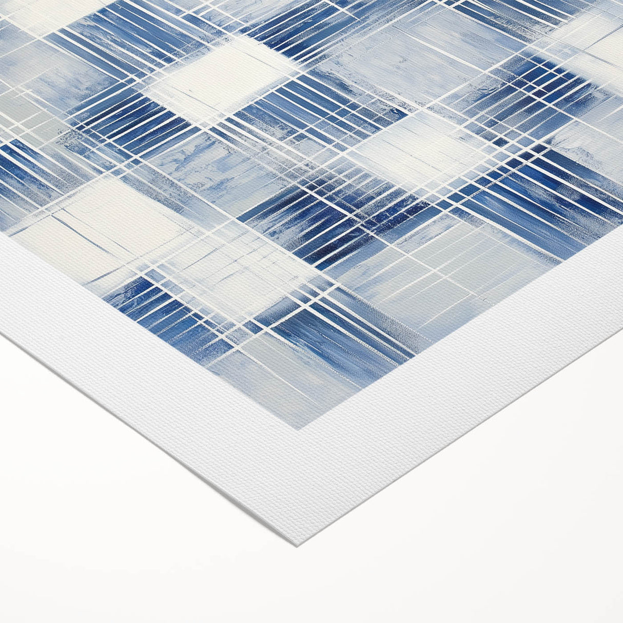Colorful Abstract Wall Art – Blue Grid Modern Minimalist Canvas