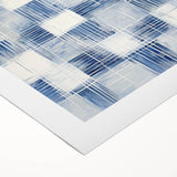 Colorful Abstract Wall Art – Blue Grid Modern Minimalist Canvas
