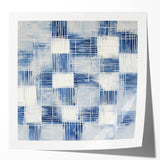 Colorful Abstract Wall Art – Blue Grid Modern Minimalist Canvas