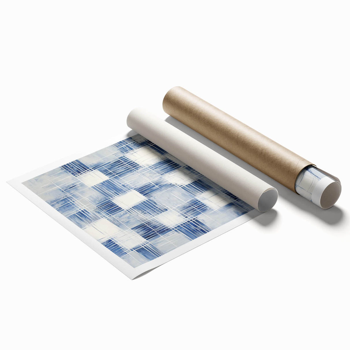 Colorful Abstract Wall Art – Blue Grid Modern Minimalist Canvas