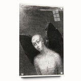 Modern Wall Art - The Fallen Angel by Odilon Redon - Mystical Black & White Decor