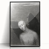 Modern Wall Art - The Fallen Angel by Odilon Redon - Mystical Black & White Decor