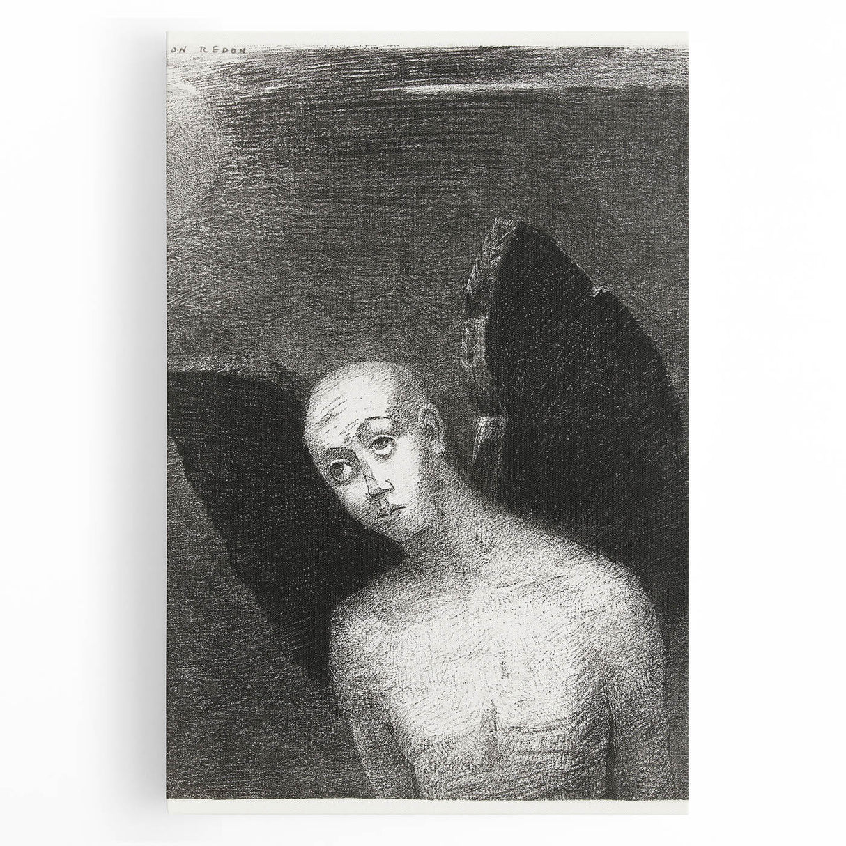 Modern Wall Art - The Fallen Angel by Odilon Redon - Mystical Black & White Decor