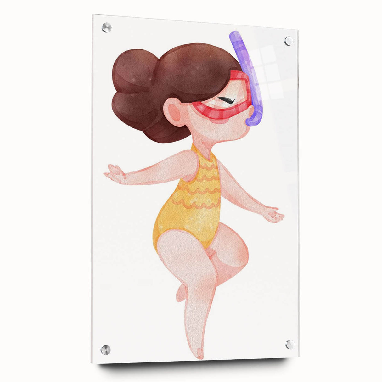 Underwater Swimmer Girls Room Wall Art - Playful Nursery Print