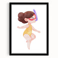 Underwater Swimmer Girls Room Wall Art - Playful Nursery Print