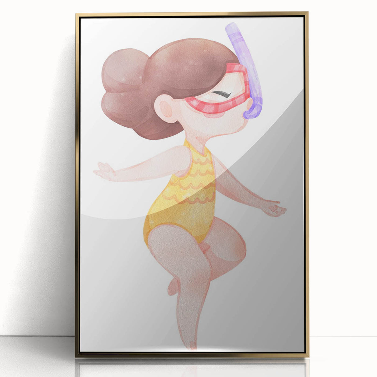 Underwater Swimmer Girls Room Wall Art - Playful Nursery Print