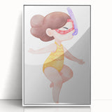 Underwater Swimmer Girls Room Wall Art - Playful Nursery Print