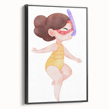 Underwater Swimmer Girls Room Wall Art - Playful Nursery Print