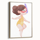Underwater Swimmer Girls Room Wall Art - Playful Nursery Print