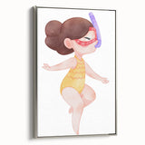 Underwater Swimmer Girls Room Wall Art - Playful Nursery Print