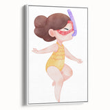 Underwater Swimmer Girls Room Wall Art - Playful Nursery Print