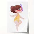 Underwater Swimmer Girls Room Wall Art - Playful Nursery Print